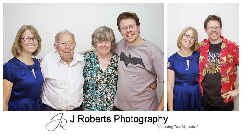 Adult siblings with their parents in a family portrait - sydney family portrait photography